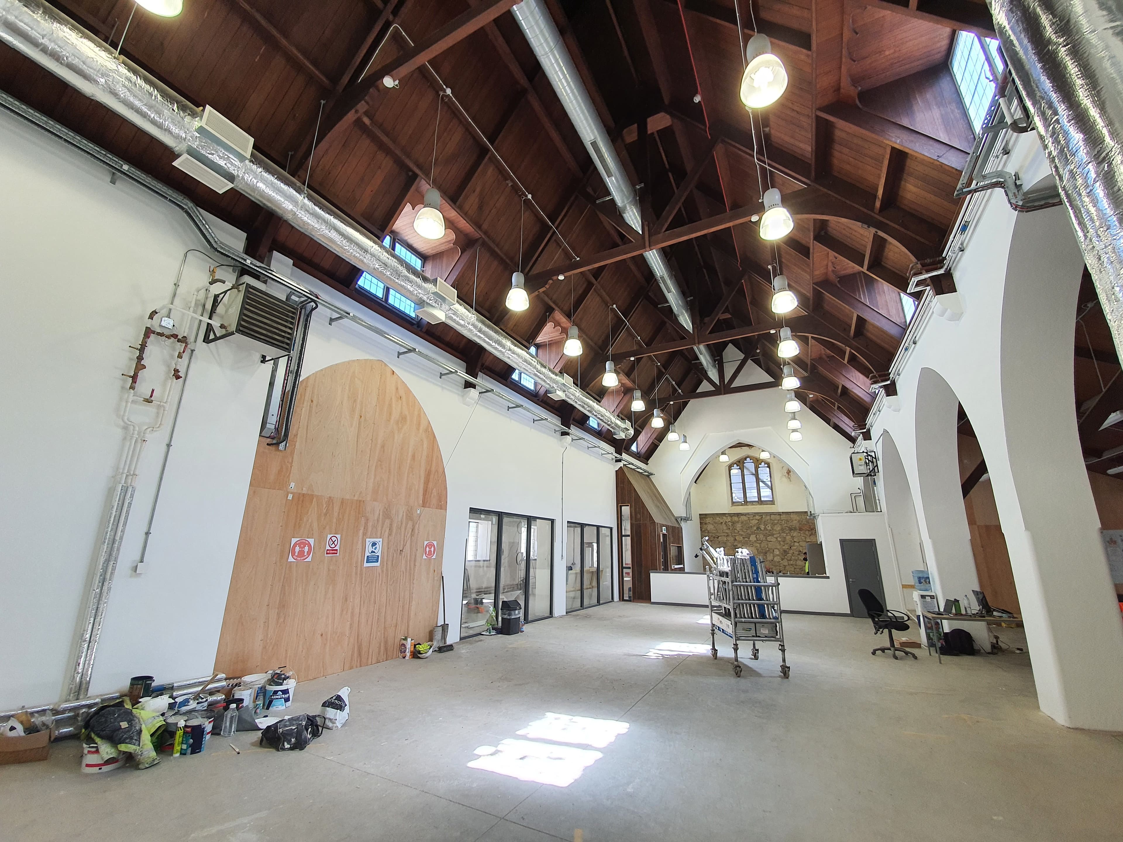 Interior of Lochgelly Church during renovation.